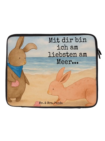 Mr. & Mrs. Panda Laptop Tasche Hasen Muschel Design mit Spruch in Weiß