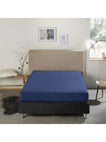 Erwin Müller Single-Jersey Bio Boxspring-Spannbettlaken Bayreuth in dunkelblau