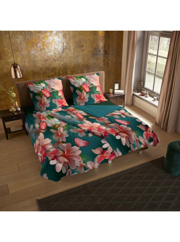 JACK 2 tlg. Mikrofaser Bettwäsche 135x200cm Pure Butterfly Bloom Petrol Pink