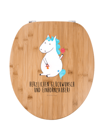 Mr. & Mrs. Panda Motiv WC Sitz Einhorn Baby mit Spruch in Braun