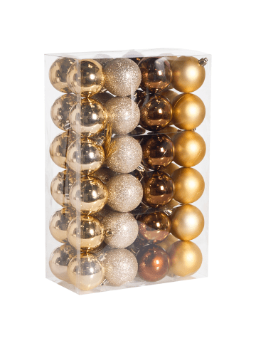 Beliani 48er-Set Weihnachtsbaumkugeln KOLIMA in Bunt/Gold