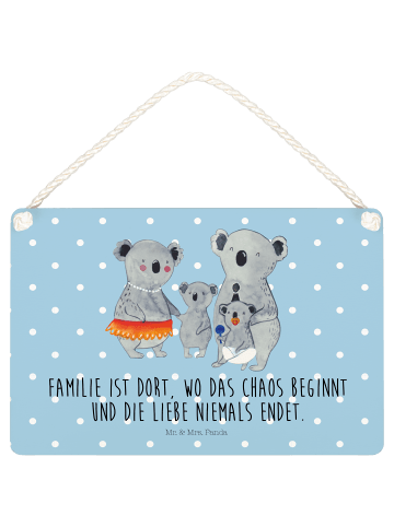Mr. & Mrs. Panda Deko Schild Koala Familie mit Spruch in Blau Pastell