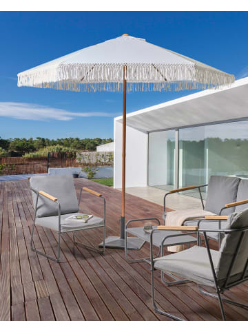 Beliani Marktschirm MURASA in Weiß/Braun - (W) 258 x (H) 178 x (L) 258 cm