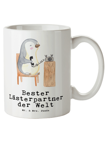 Mr. & Mrs. Panda Tasse mit Henkel Pinguin Bester Lästerpartner d... in Weiß