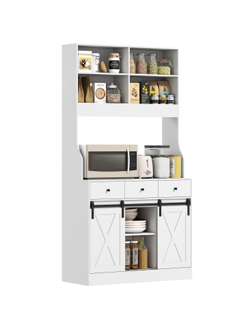 HOMCOM Küchenschrank-93,5L x 40B x 180H cm-Weiß