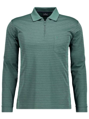 Ragman Fineliner-Poloshirt mit Reissverschluss, Langarm in Grün