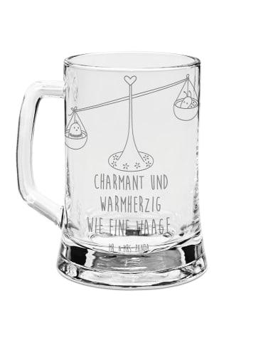 Mr. & Mrs. Panda Gravur Bierkrug Sternzeichen Waage mit Spruch in Transparent