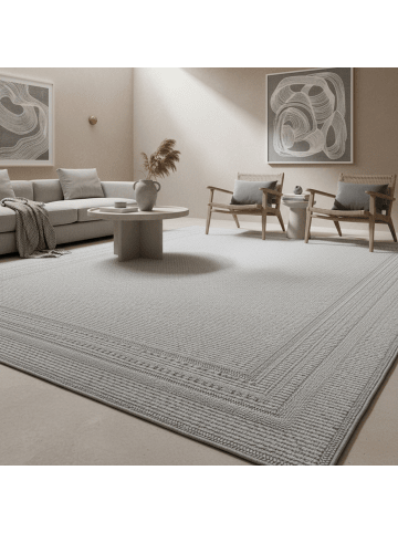 KADIMA DESIGN Outdoorteppich Boho Wetterfest UV-beständig Waschbar in Grau