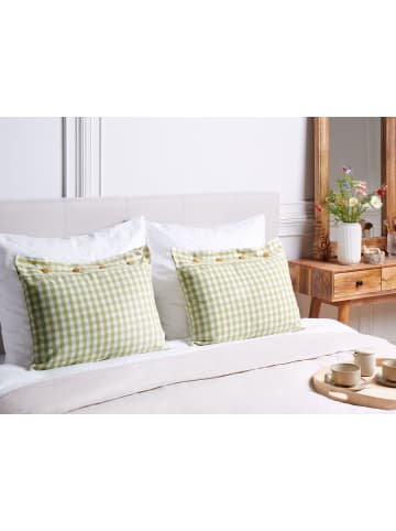 Beliani 2er-Set Dekokissen TALYA in Grün/Weiß/Braun