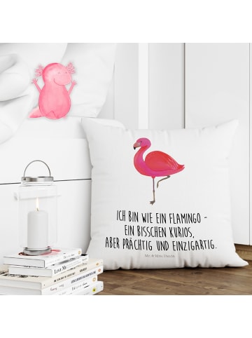 Mr. & Mrs. Panda Sofa Kissen Flamingo Classic mit Spruch in Weiß