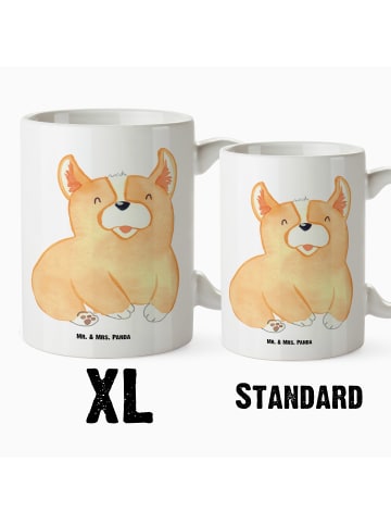 Mr. & Mrs. Panda Große Tasse Corgie ohne Spruch in Weiß