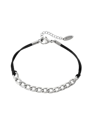 faina Women Cable Chain Cord Bracelet in Silver Black