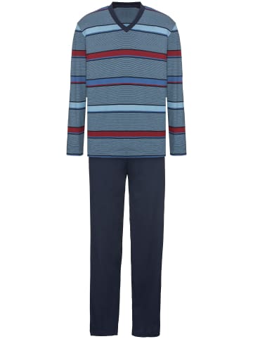 WITT WEIDEN Schlafanzug in marine-rot-gestreift