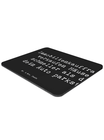 Mr. & Mrs. Panda Mousepad Spruch Immobilienkauffrau mit Spruch in Schwarz