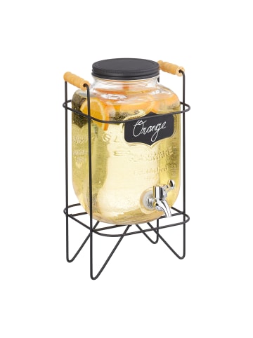 relaxdays Getränkespender in Transparent/ Schwarz - 4 l