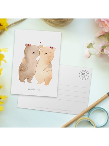 Mr. & Mrs. Panda Postkarte Bären Schwestern ohne Spruch in Weiß
