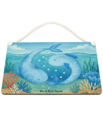Mr. & Mrs. Panda Schild Sternzeichen Fische Design ohne Spruch in Weiß