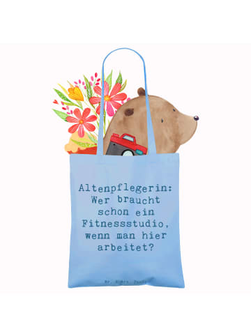 Mr. & Mrs. Panda Tasche Spruch Altenpflegerin Fitness mit Spruch in Sky Blue