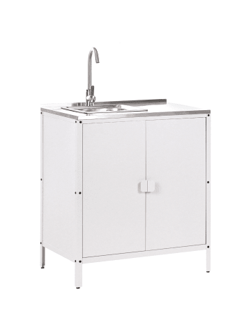 Beliani Gartenküche VILAMA in Weiß/Silber - (W) 80 x (H) 90 x (L) 50 cm