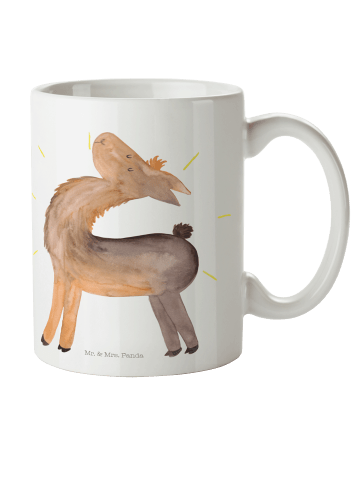 Mr. & Mrs. Panda Plastikbecher Lama Stolz ohne Spruch in Weiß