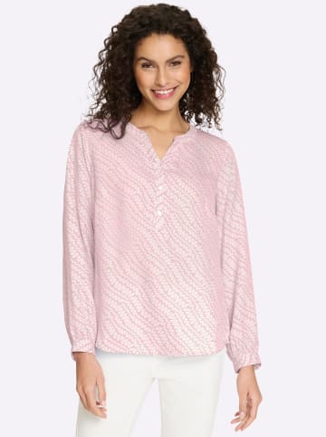 Heine Druckbluse in hellrosé-ecru-bedruckt