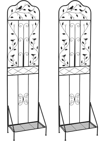 COSTWAY 2er Set Rankgitter Metall 3 in 1 in Schwarz