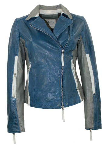 JILANI Bikerlederjacke Lammnappa in Blau