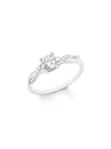 S. Oliver 925 Sterling Silber rhodiniert, Zirkonia Damenring 54