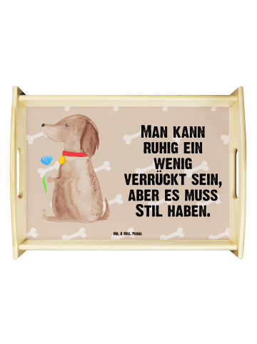 Mr. & Mrs. Panda Serviertablett Hund Blume mit Spruch in Hundeglück