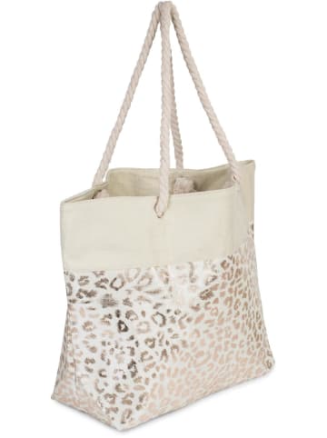 styleBREAKER Strandtasche in Beige-Rosegold