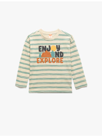 KOTON TSHIRT LS in Ekru Gestreift