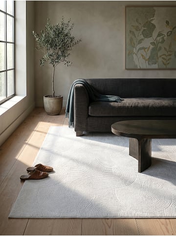 KADIMA DESIGN Teppich Kurzflor Geometrisch rutschhemmend pflegeleicht Wohnzimmer in Weiß