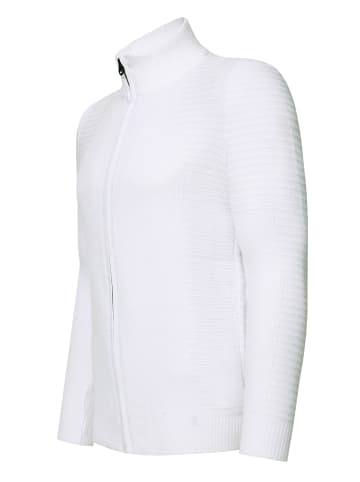 Rusty Neal Feinstrick im Biker-Stile Slim Fit Strick-Jacke in Weiß