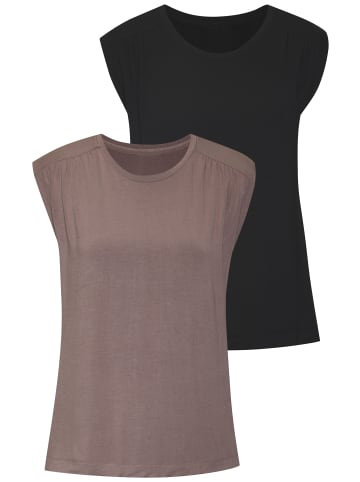 LASCANA Shirttop in taupe, schwarz