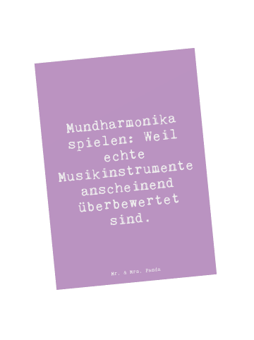 Mr. & Mrs. Panda Grußkarte Spruch Mundharmonika Freude mit Spruch in Lavendeltraum