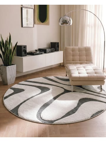 Beliani Kurzflor HARTZ in Weiß/Grau - (W) 160 x (L) 160 cm