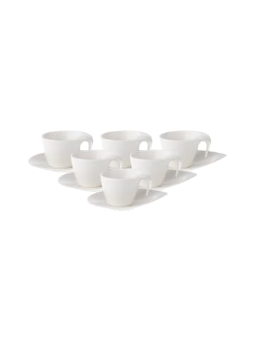 Villeroy & Boch 6er Set Espressotassen mit Untertassen Flow 100 ml in weiß