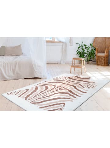 Hochflor Teppich Robert Animal 425 in Elfenbein Taupe Weiß