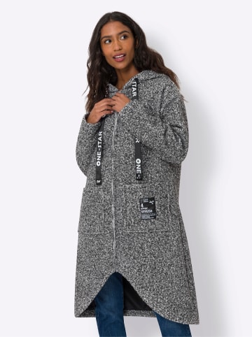 Heine Mantel in schwarz-ecru-meliert