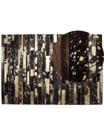 Beliani Kurzflor ARTVIN in Braun/Schwarz/Gold - (W) 160 x (H) 0.6 x (L) 230 cm