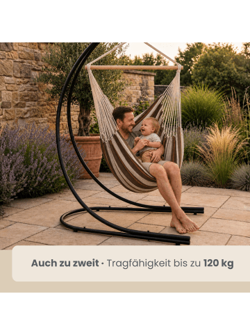 XXL Hängestuhlgestell + Hängesessel Key West in Braun Streifen