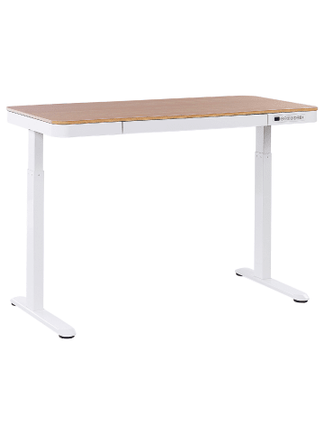 Beliani Höhenverstellbarer Schreibtisch KENLY in Braun/Weiß