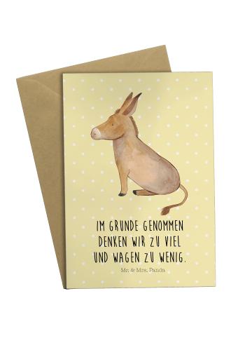 Mr. & Mrs. Panda Beileidskarte Esel mit Spruch in Gelb Pastell
