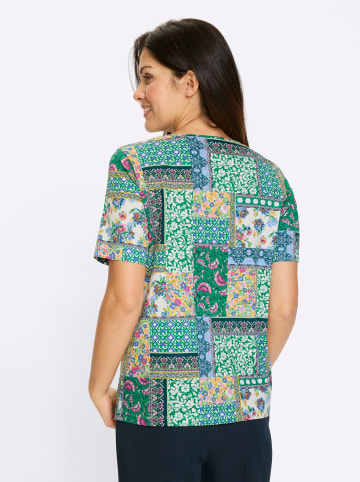 Sieh an! Kurzarmshirt in ecru-grün-bedruckt