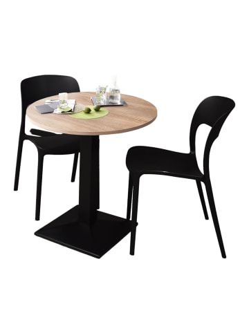 58 aufm Kessel BISTROTISCH rund Elanur 70 cm schwarz matt/eiche sägerau
