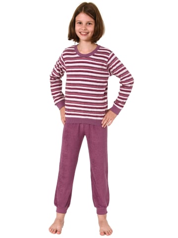 NORMANN Frottee Pyjama Schlafanzug langarm Bündchen - 50663 in beere