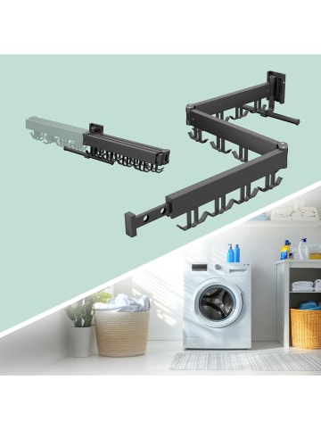 relaxdays Wand-Wäscheständer in Schwarz