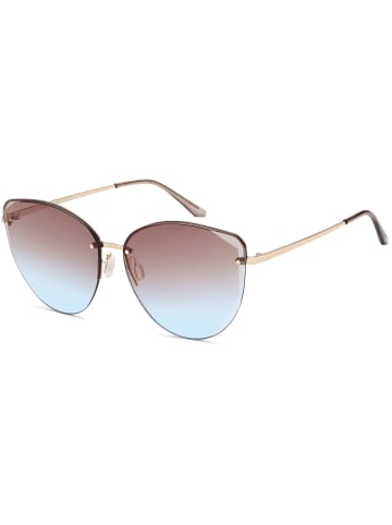 styleBREAKER Cateye Sonnenbrille in Gold / Violett-Blau Verlauf