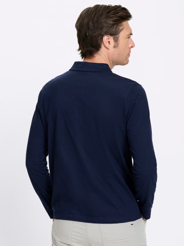 WITT WEIDEN Langarm-Poloshirt in marine-bedruckt