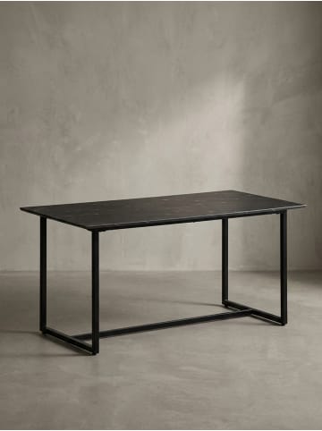 KADIMA DESIGN Esszimmertisch 120x60x76 cm Küchentisch in Marmor-Optik in Schwarz